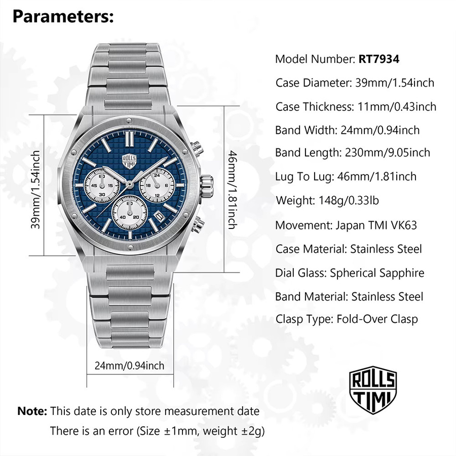RollsTimi Chronograph, Quarz, Edelstahl, Weiß, Herren - Bild 4