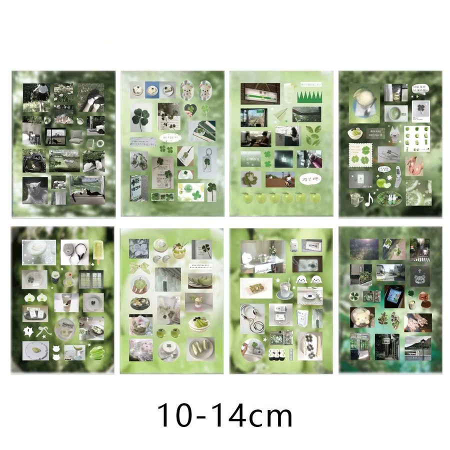 8-teiliges Set dekorative Aufkleber der grünen Serie von LanLanStickersWorld für Handbücher, Handyhüllen und Notizbücher, Farbe: Grün - Bild 2