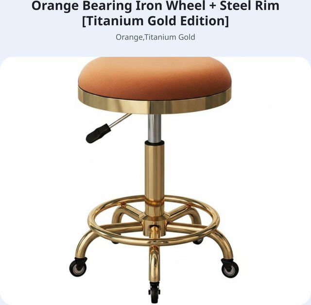 Höhenverstellbarer Drehhocker von Binchi Outdoor Product in Orange mit Rollen und gepolsterter Sitzfläche für Spa und Klinik - Bild 1