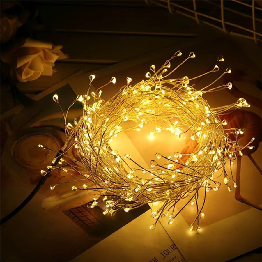 KIKIELF LED Cluster Lichterkette in Warmweiß mit Feuerwerks-Effekt für Weihnachten, Hochzeit und Silvester - Bild 4