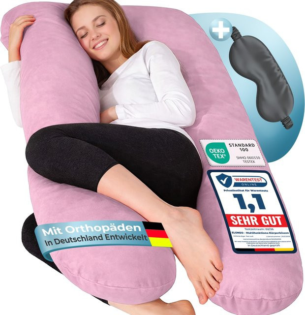 ELONEO Seitenschläferkissen als Stillkissen und Schwangerschaftskissen XXL in Pink - Bild 1