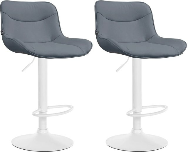 2er Set DELUKE Barhocker RAGAD aus Kunstleder in Grau, höhenverstellbare Barstühle mit Lehne und 360 Grad Drehsitz, B/T/H: 49 x 51 x 85 cm - Bild 1