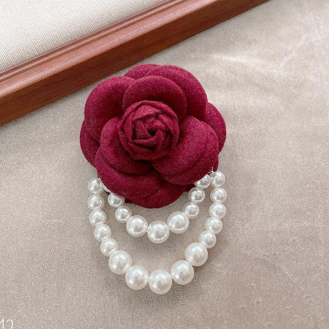 YIRAN Jewelry Brosche, Kamelie, Perle, Damen - Bild 1