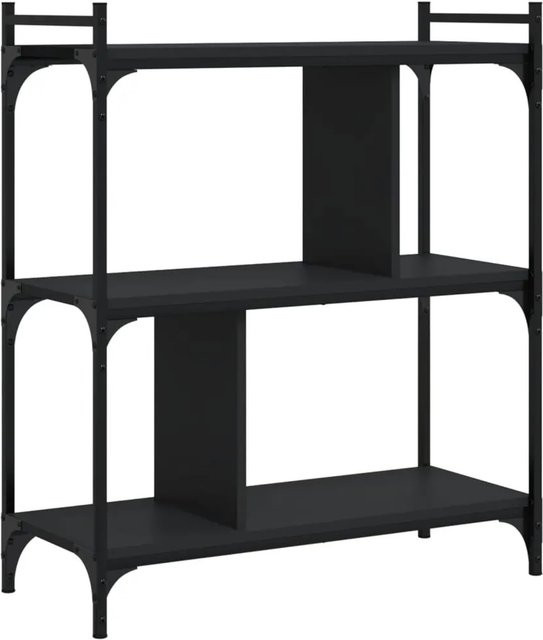 vidaXL Bücherregal mit 3 Böden in Schwarz, industrielles Design aus Holzwerkstoff und Metall, B/T/H: 76 x 32 x 88 cm - Bild 1