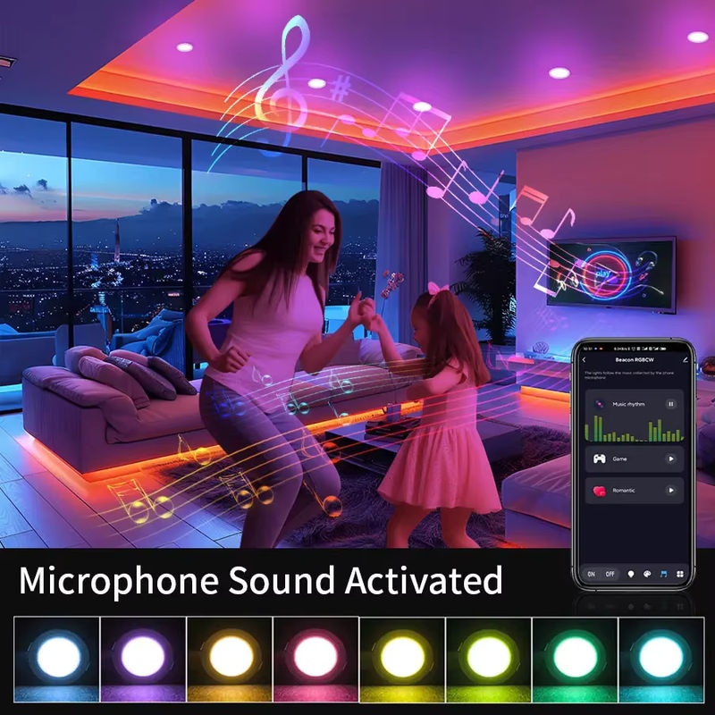 Tuya Smart LED Downlight RGB, dimmbare Deckenleuchte mit Bluetooth und Fernbedienung, weiß, 10W, 220V - Bild 4