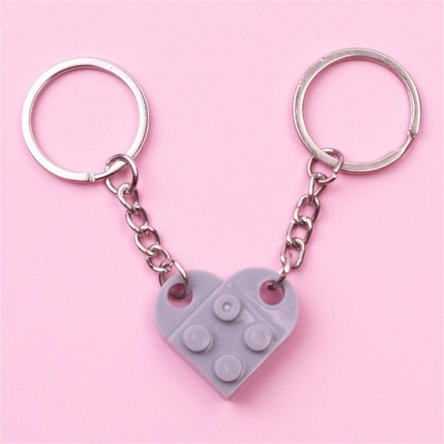 Schlüsselanhänger Liebesherz Baustein, pink, Unisex - Bild 1