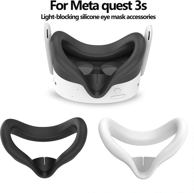 Silikon-Gesichtsabdeckung für Meta Quest 3S, lichtdichte und schweißfeste Ersatz-Gesichtsmaske in Schwarz - Bild 1