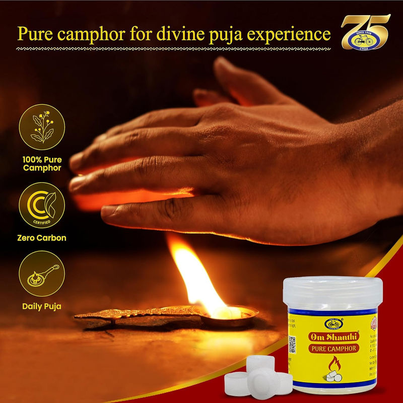 Cycle Pure Om Shanthi Kampfertabletten, reiner Kampfer für Puja-Rituale und Havan, 110 Stück - Bild 3