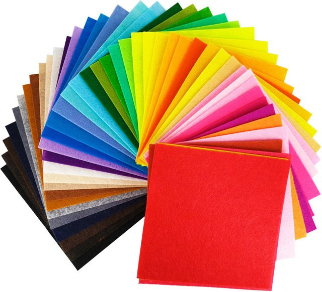 Vlies Filz Stoff Set für Patchwork und Scrapbooking, 10 x 10 cm, ideal für Kinder DIY Projekte - Bild 1