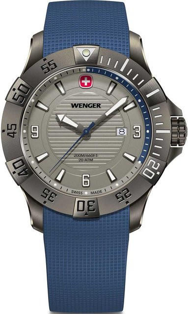 Wenger Herrenuhr Seaforce, Quarz, Edelstahl, 43 mm, Silikon, Grau, 20 ATM - Bild 1