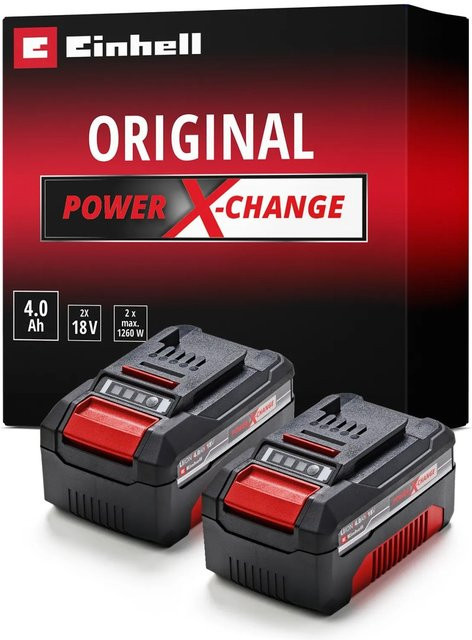 Einhell Power X-Change Akku PXC-Twinpack 2x 18 V 4 Ah Li-Ion in Rot/Schwarz - Bild 1