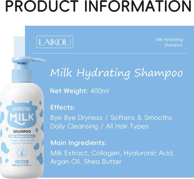 LAIKOU Milch-Feuchtigkeitsshampoo, 400 ml, Unisex - Bild 1