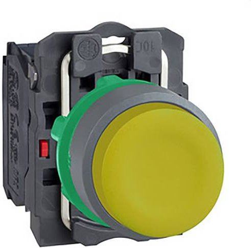 Schneider Electric XB5AP51C0 Drucktaster, gelb mit Silikonschutzkappe, grau, 22mm - Bild 1