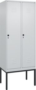 C+P Spind Classic PLUS Garderobenschrank aus Stahl mit 2 Abteilen, H: 212 cm, B: 80 cm, T: 50 cm, Lichtgrau und Schwarzgrau - Bild 1