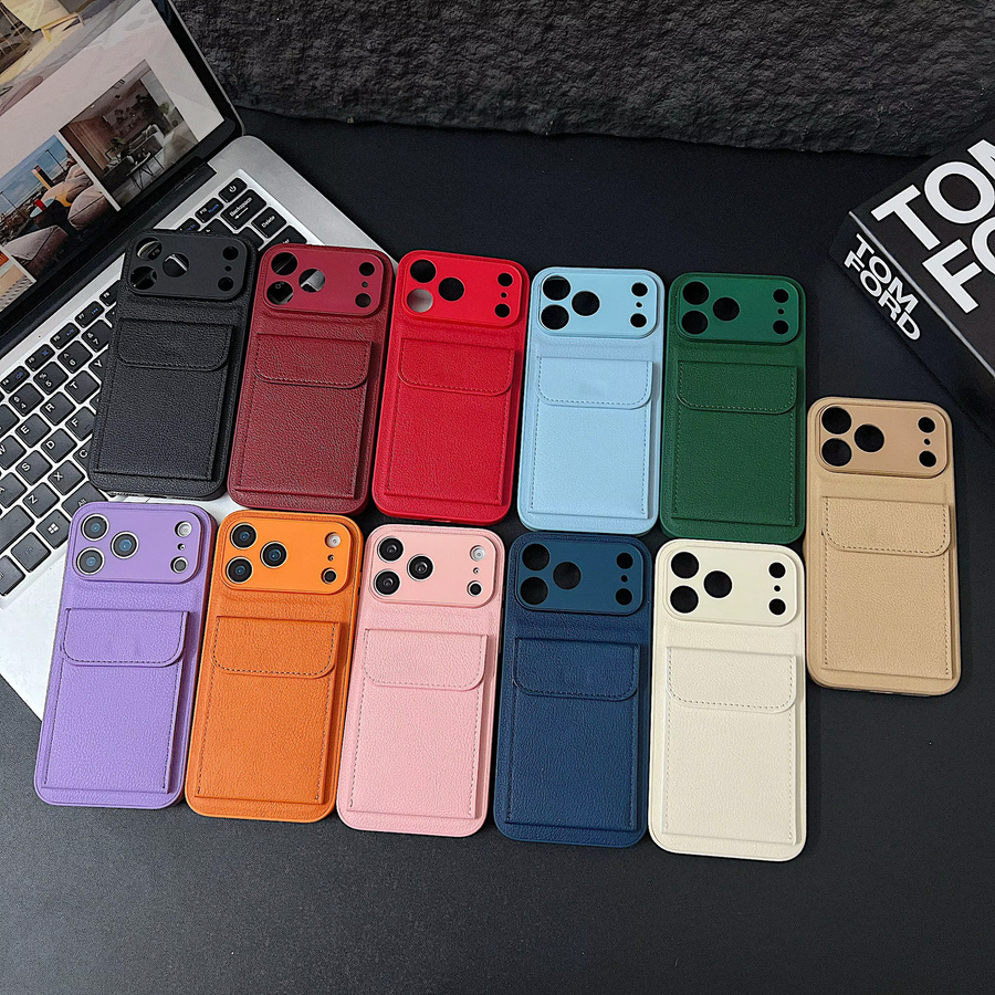 Clamshell Handyhülle aus PU-Leder mit Kartentasche und Geldbörse für iPhone 17, 16, 15, 14, 13, 12 Pro Max in Multicolour mit stoßfester Rückseite - Bild 3