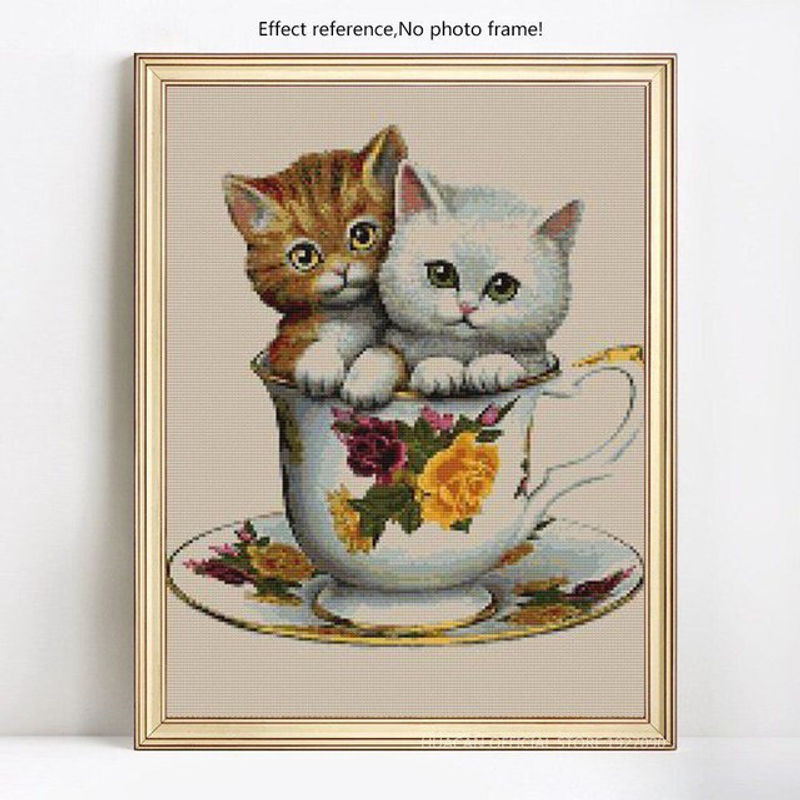 FIYO Diamantmalerei Motiv Katze als 5D Diamond Painting Set mit Mosaik-Effekt, Mehrfarbig, B x H: 20 x 30 cm - Bild 1