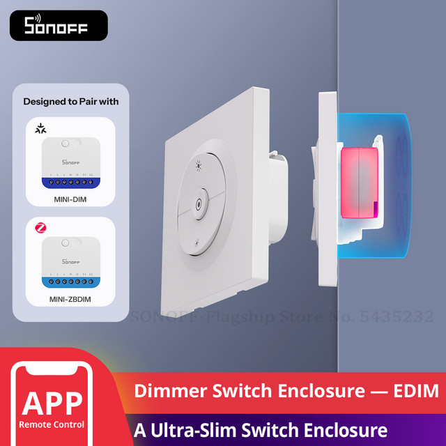 SONOFF EDIM Fusion Series Dimmer-Schaltergehäuse in Weiß mit Ultra-Slim Design und Mikro-Lichtbogen-Taste für SONOFF MINI-DIM und MINI-ZBDIM - Bild 1