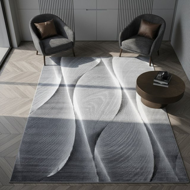 Kurzflorteppich DRAU von Kadima Design mit Farbverlauf in Schwarz und Grau, B/T: 140 x 200 cm - Bild 1