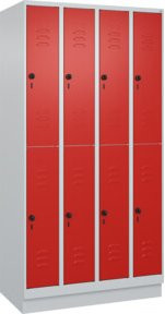 C+P Doppelstock-Spind Classic PLUS mit Sockel, 4 Abteile, Farbe RAL 3020 Verkehrsrot, B/T/H: 100 x 50 x 195 cm - Bild 1