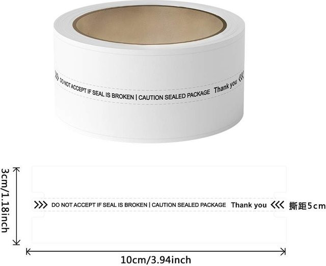 100 Stück Manipulationssichere Siegelaufkleber von Binchi Outdoor Product in Weiß, B: 10 cm, H: 3 cm - Bild 1