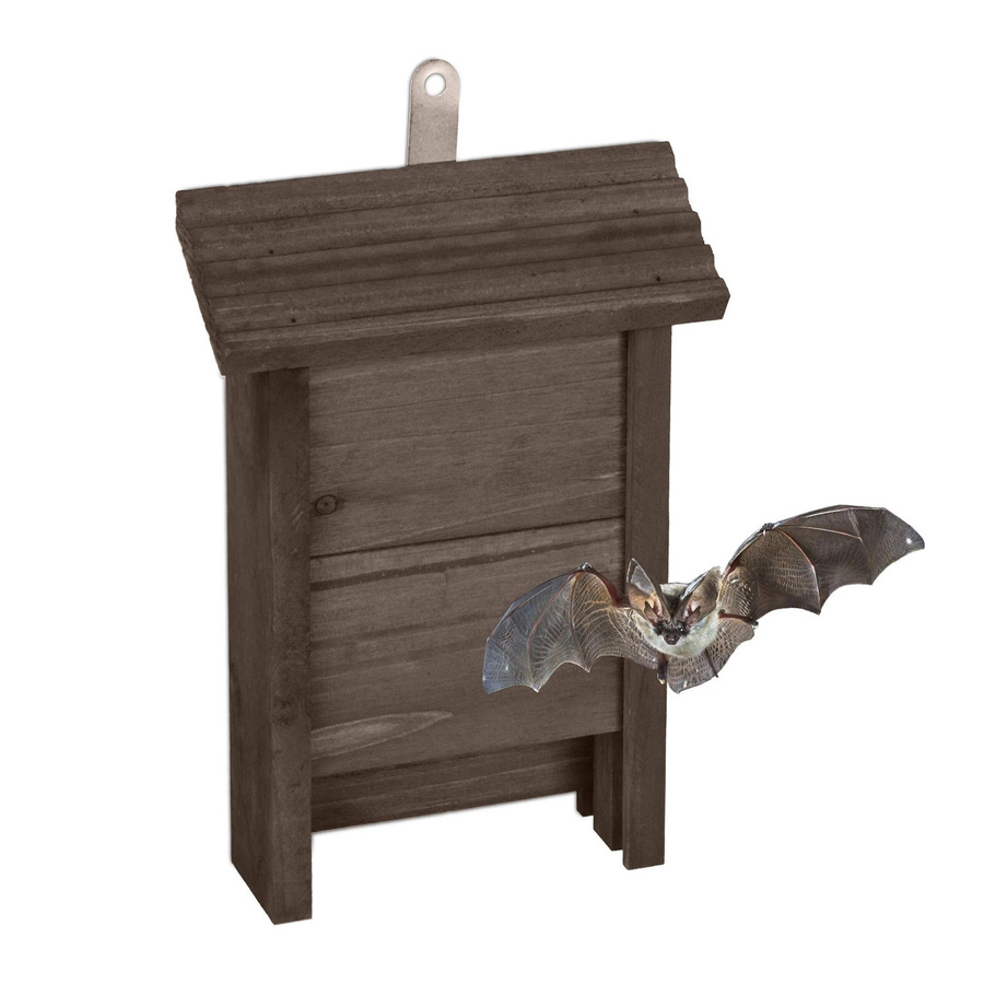 Relaxdays Fledermauskasten aus Tannenholz in Braun mit Metallhaken, B/T/H: 29 x 18 x 6 cm - Bild 2