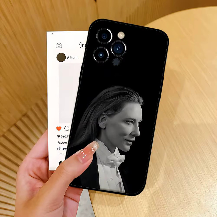 C-Cate B-Blanchett Handyhülle für iPhone 15, 16, 17 Pro Max und Plus in Schwarz - Bild 5