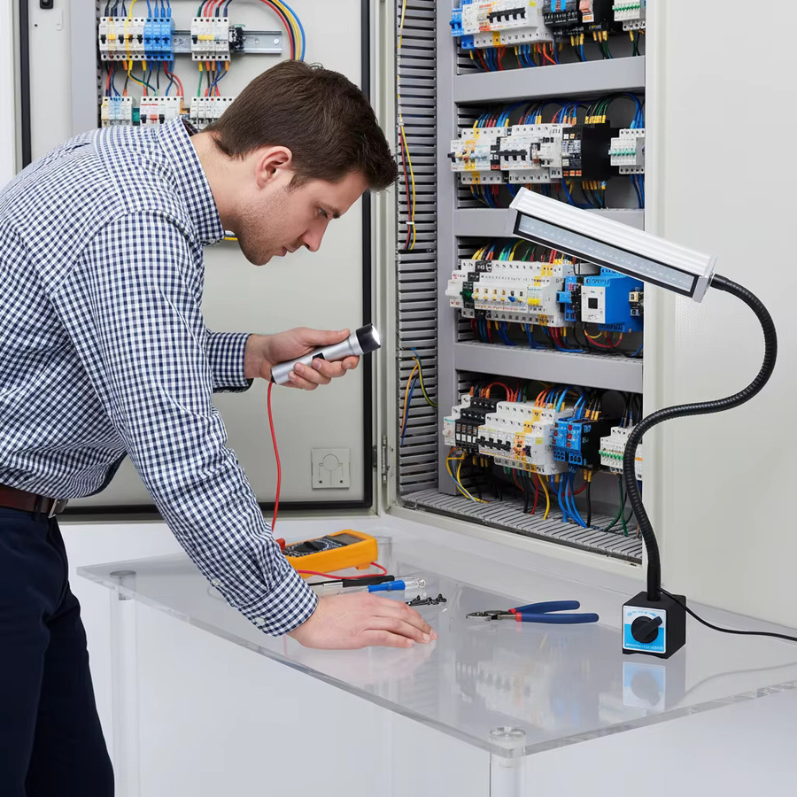 Magnetische Arbeitsleuchte mit 60 LEDs und flexiblem Schwanenhals, 10 W, IP67 wasserdicht, Schwarz, Kaltweißes Licht für Werkstatt und Industrie - Bild 2