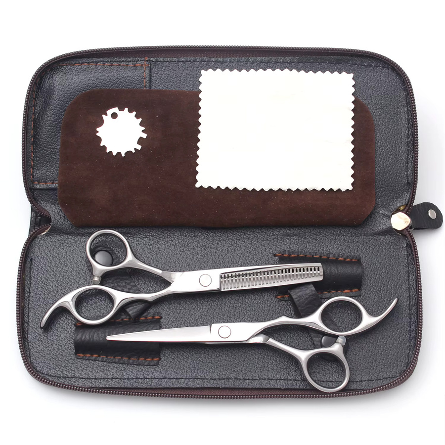 Friseurscheren-Set, japanischer Stahl, gerades Ausdünnen, Unisex - Bild 3