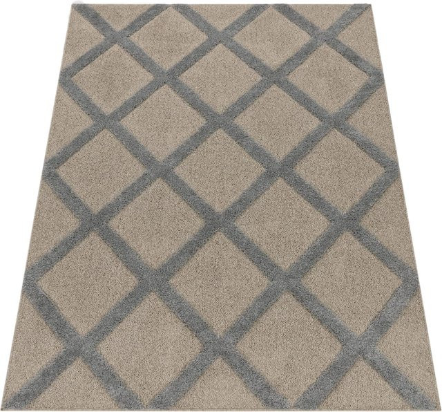 Teppich Geneva grau mit Rautenmuster und Hoch-Tief-Effekt, B/T: 80 x 150 cm - Bild 1