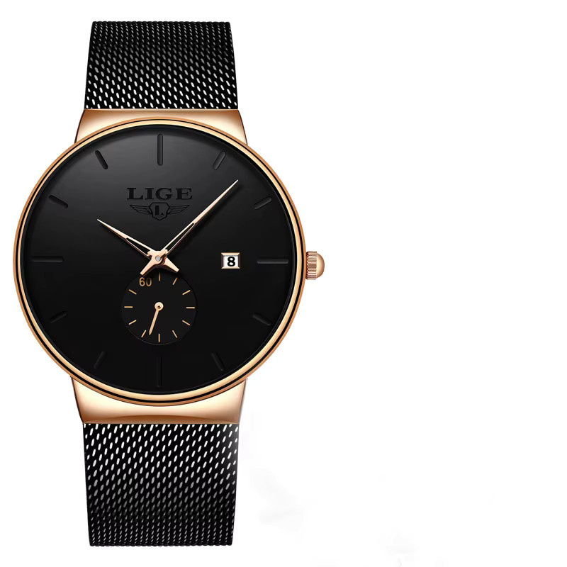 LIGE Armbanduhr, Quarz, Silikon, Schwarz, Herren - Bild 7