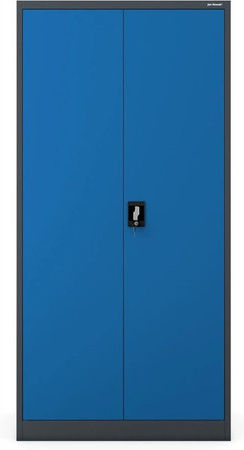 Jan Nowak Mehrzweckschrank Dawid aus pulverbeschichtetem Stahl mit Kleiderstange und Regalböden, Anthrazit-Pfauenblau, H x B x T: 185 x 90 x 45 cm