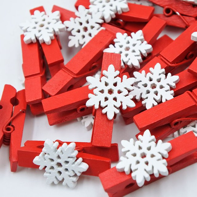 10 Stück Holzklammern für Weihnachtsdekoration und Party als DIY Foto Wandclips - Bild 1