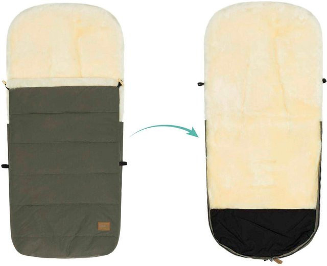 Babycab Winterfußsack Lille aus Lammfell für Kinderwagen und Buggy in Olivgrün - Bild 1