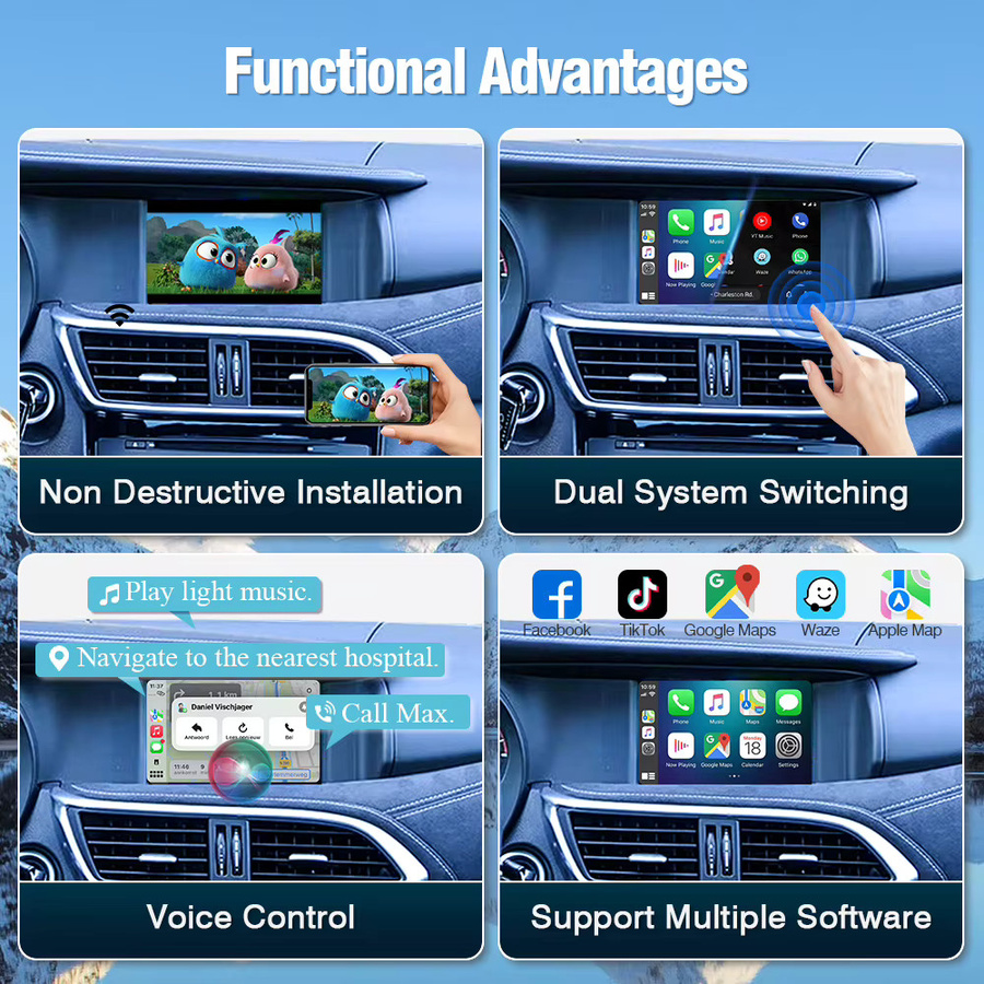 AUTOTOP Kabelloses CarPlay und Android Auto Nachrüstkit für Infiniti QX30 und Q30 (2013-2019) mit MirrorLink, Airplay, AUX und Bluetooth - Bild 5