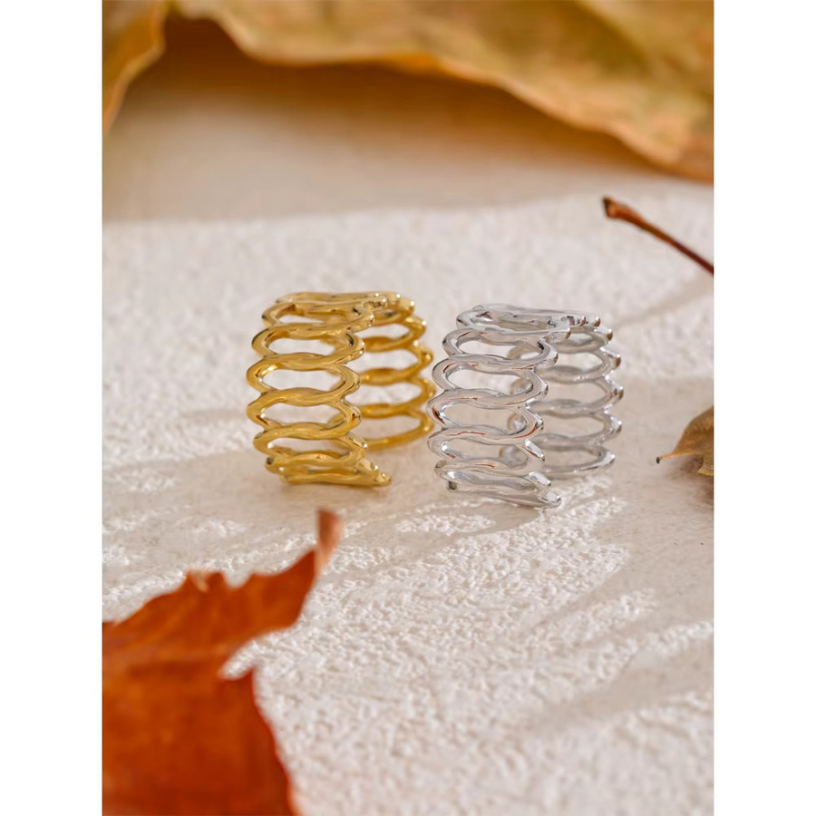 Yhpup Ring Edelstahl, platinfarben, Silber, Unisex - Bild 1