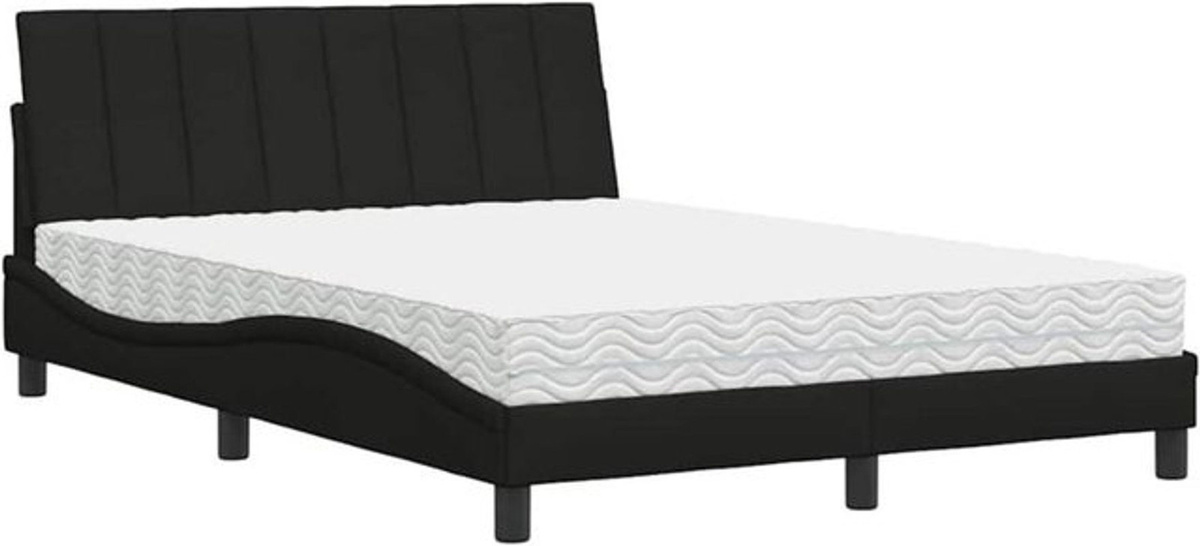 Polsterbett Hanko von Vidaxl mit Matratze in Schwarz aus Stoff und Metall, B/T: 140 x 200 cm - Bild 1