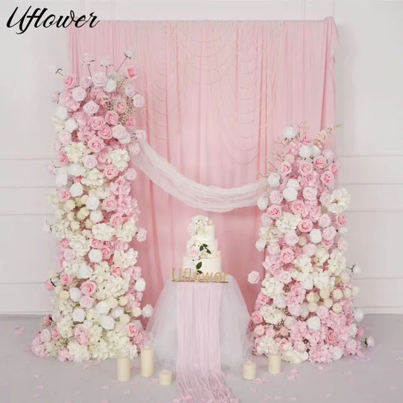 Uflower Florales Blumenarrangement aus Textil in Rosa und Weiß für Hochzeiten und Events als stehendes Dekorations-Element - Bild 1