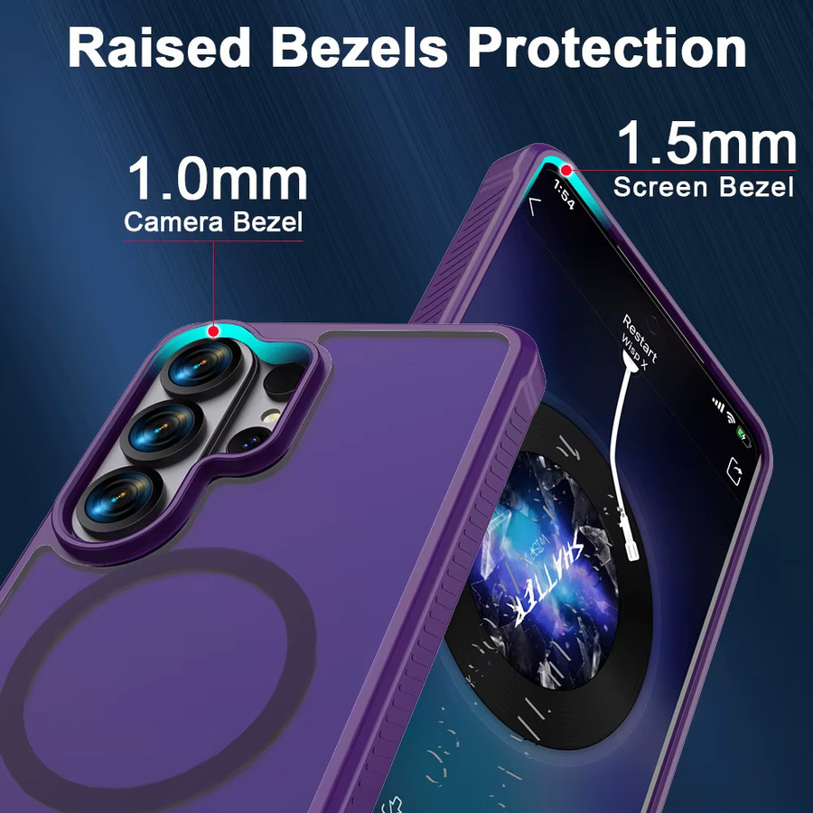 Magnetische Anti-Stoß-Hülle mit MagSafe und Glitzer-Effekt für Samsung Galaxy S26 Ultra, S25 Plus und S24 Ultra in Transparent oder Purple - Bild 2
