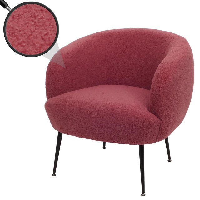 MCW Lounge-Sessel O37 mit Bouclé-Stoffbezug und Metallgestell in Rot - Bild 1