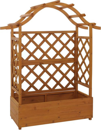 PROREGAL Hochbeet aus Tannenholz mit Rankgitter als Pflanzkübel und Spalier, Farbe: Braun/Beige, H x B x T: 138 x 110 x 44 cm