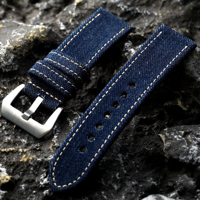 Raystray Uhrenarmband Denim, blau und schwarz, 22–24 mm, Herren - Bild 1