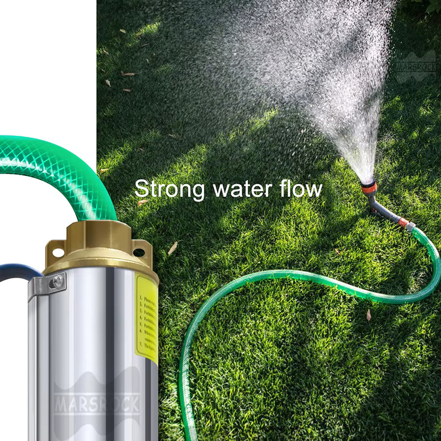 MARS ROCK Solar-Wasserpumpe 24 V mit integriertem Controller, bürstenlose DC-Tiefbrunnenpumpe für Bewässerung, 370 W, Farbe: Silber, Durchflussrate: 2,5 T/H - Bild 3