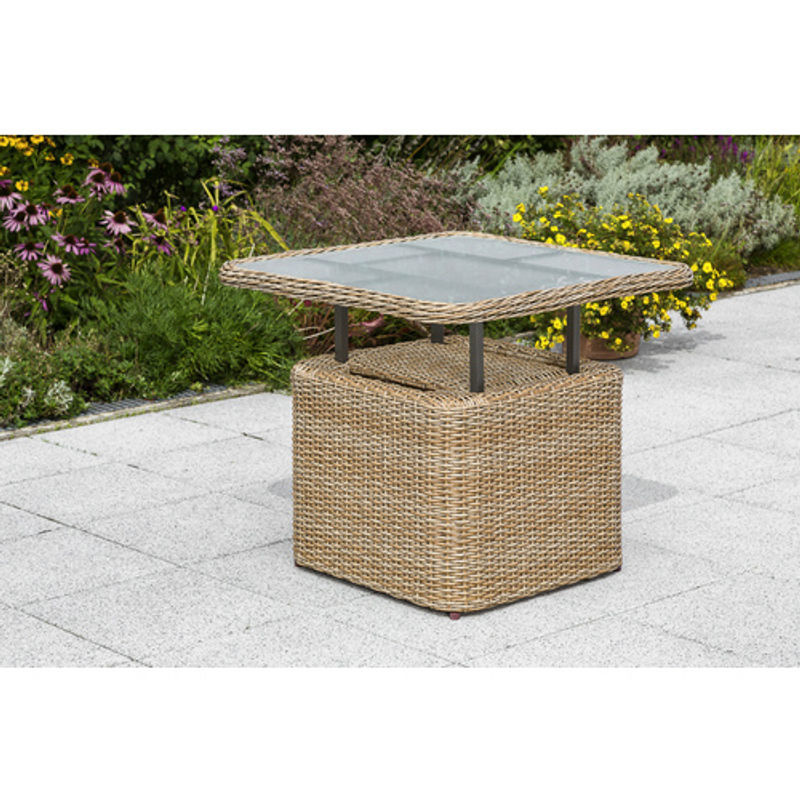 Merxx Gartentisch Duplex in Beige mit Sicherheitsglas und Kunststoffgeflecht, B/H/T: 72 x 45 x 72 cm - Bild 3
