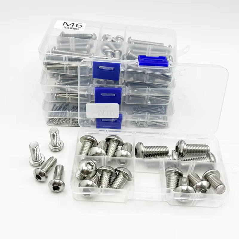 YMAX Sechskantschrauben Set mit Rundkopf und Innensechskant aus A2-70 Edelstahl, Farbe Silber - Bild 2