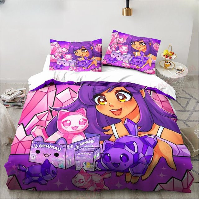 Allbestart Bettwäsche-Set Aphmau mit Flügeln in Lila, 3-teilig aus Mikrofaser, B/H: 140 x 200 cm - Bild 1