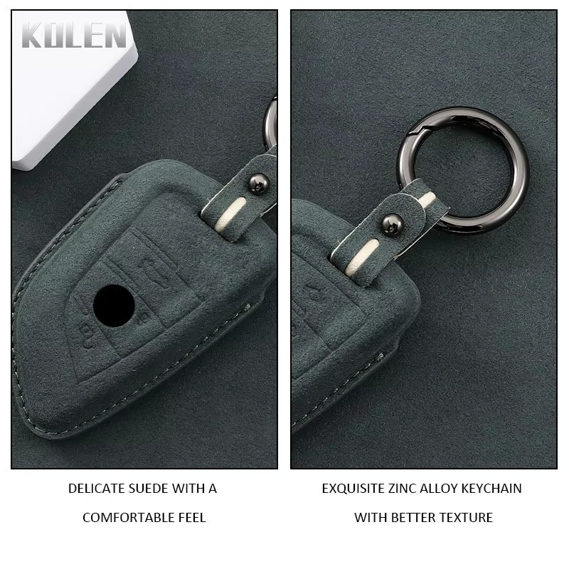 Leder Schlüsselhülle für BMW Fernbedienung Schlüssel Fall Abdeckung von KOLEN für X1 X3 X5 X6 X7 1 3 5 6 7 Serie G20 G30 G11 F15 F16 G01 G02 F48 G05 G06 G07 - Bild 2