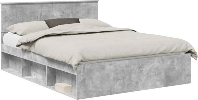 vidaXL Bettrahmen aus massivem Kiefernholz in Betongrau, minimalistisches Design, B/T/H: 153 x 140–160 x 200 cm - Bild 1
