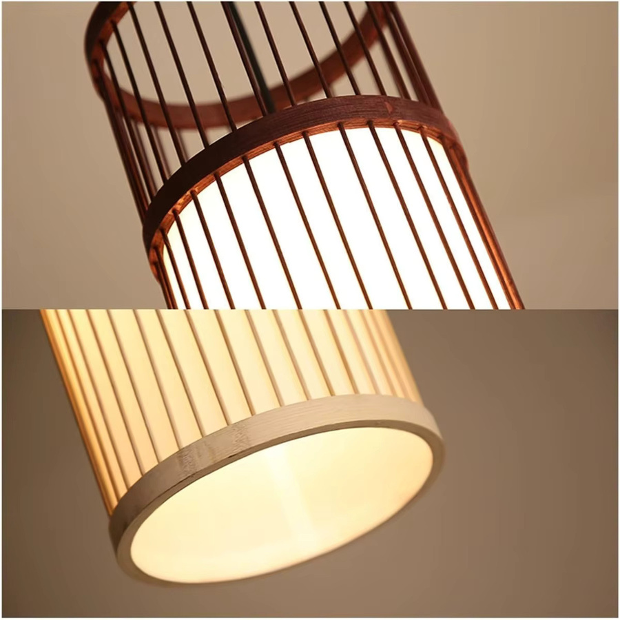 JOYINLED Japanische Bambus-Deckenleuchte im Laternenstil, handgewebter Kronleuchter für Wohnzimmer und Schlafzimmer, Warmweiß - Bild 5