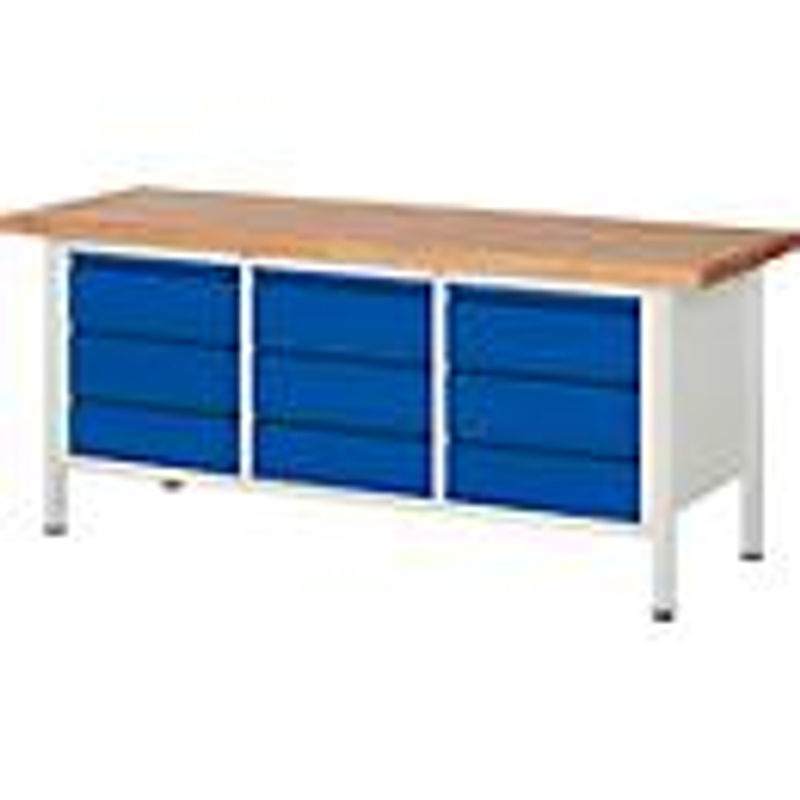 Werkbank RAU TYP 8574-2 aus Buche-Massivholz und Stahlrohr, B/T/H: 200 x 70 x 84 cm - Bild 2