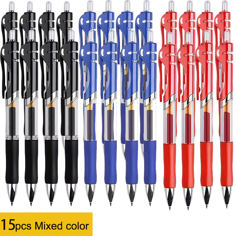 Set mit 15 transparenten Gelstiften mit 0,5 mm mittlerer Spitze in Schwarz und Multicolour - Bild 3